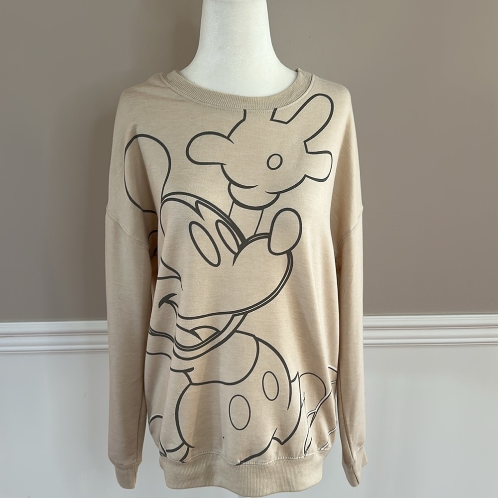 NWT Disney Cream Mickey Mouse women’s crew neck 
Size Xs